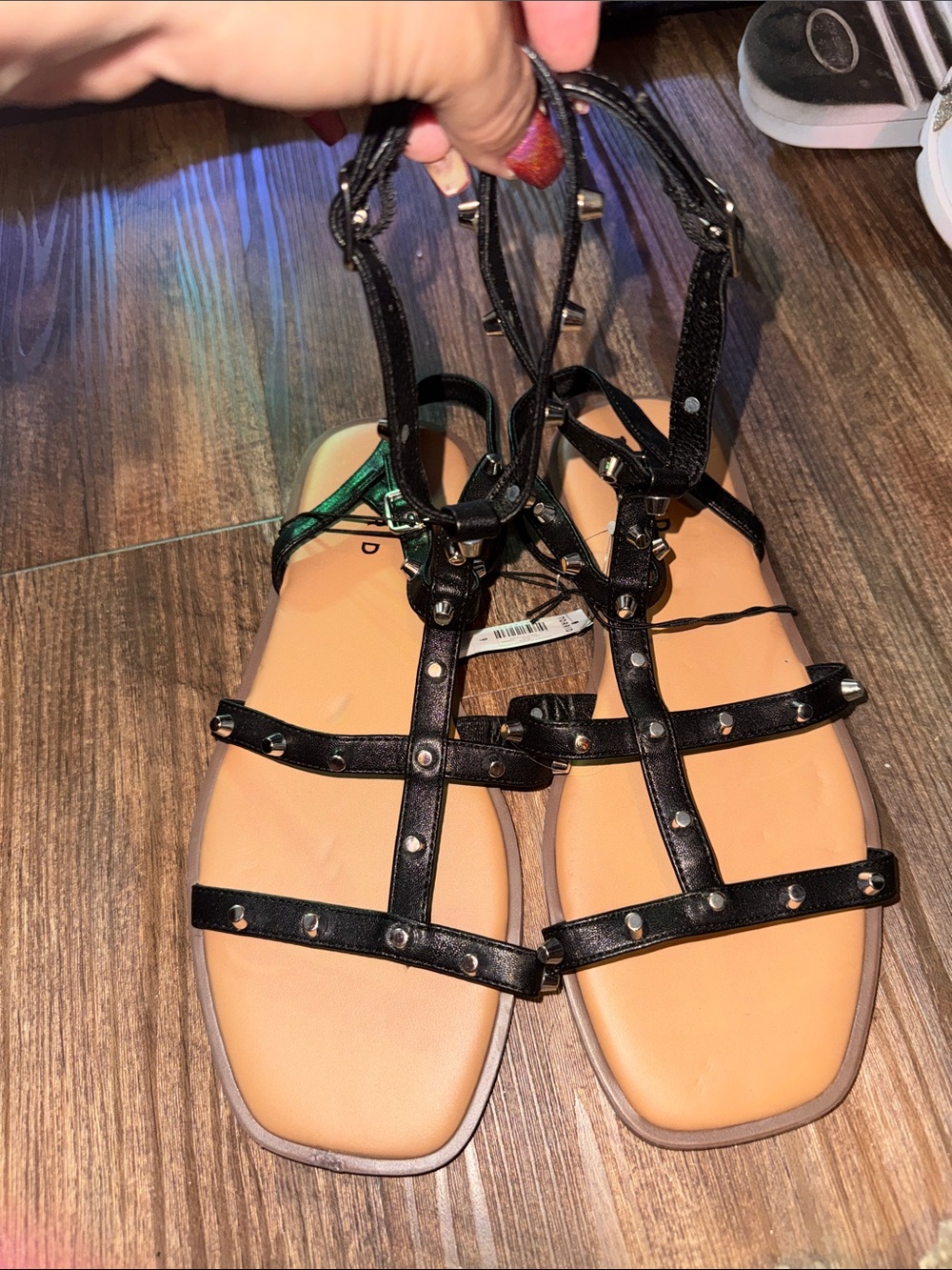 Studded Black Strappy Women's Sandals - Sleek Gladiator Style